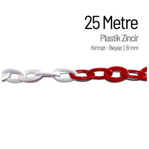 Plastik Zincir 8 mm Kırmızı Beyaz 25 Metre