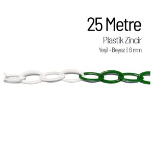 Plastik Zincir 6 mm Yeşil Beyaz 25 Metre